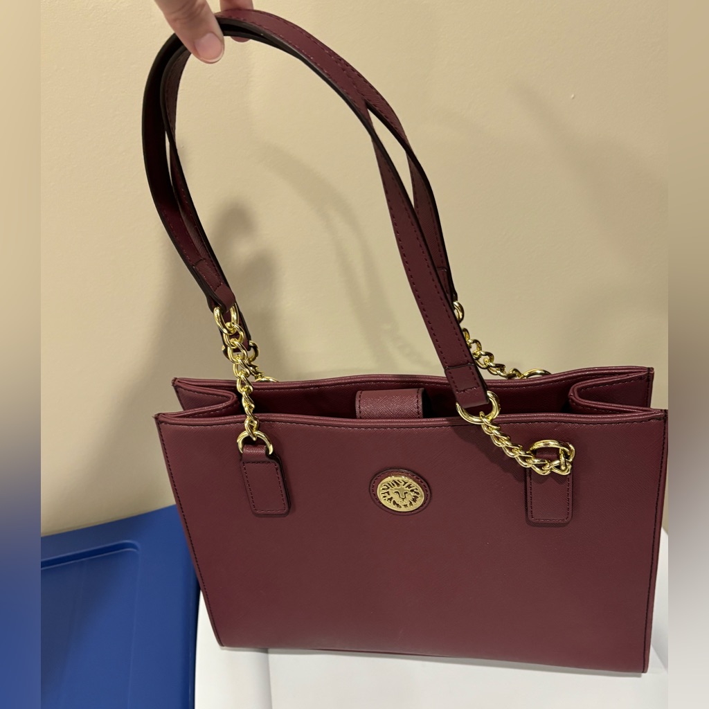 Anne Klein Burgundy Maroon Shoulder Purse Tote Bag Like New
